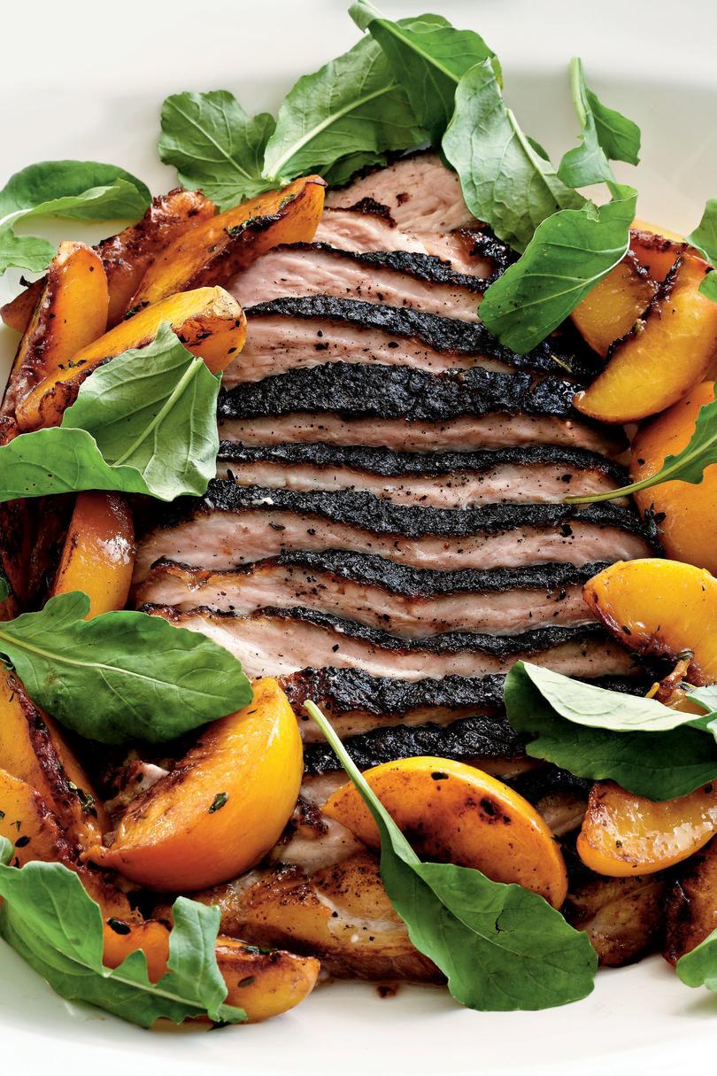 Asado Pork Belly with Late Harvest-Peaches and Arugula