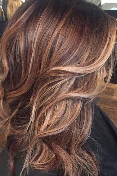 بنى Hair with Copper Blonde Highlights