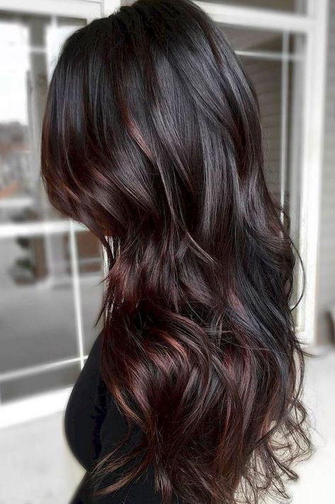 أسود Hair with Cherry Cola Balayage