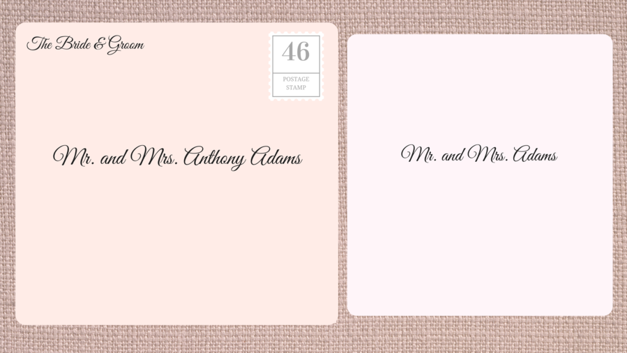 Adressering Double Envelope Wedding Invitations to Married Couple