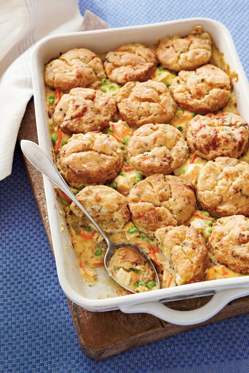 Pollo Pot Pie with Bacon-and-Cheddar Biscuits