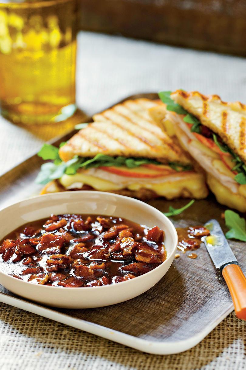 Pavo, Brie, and Apple Panini with Bacon Marmalade