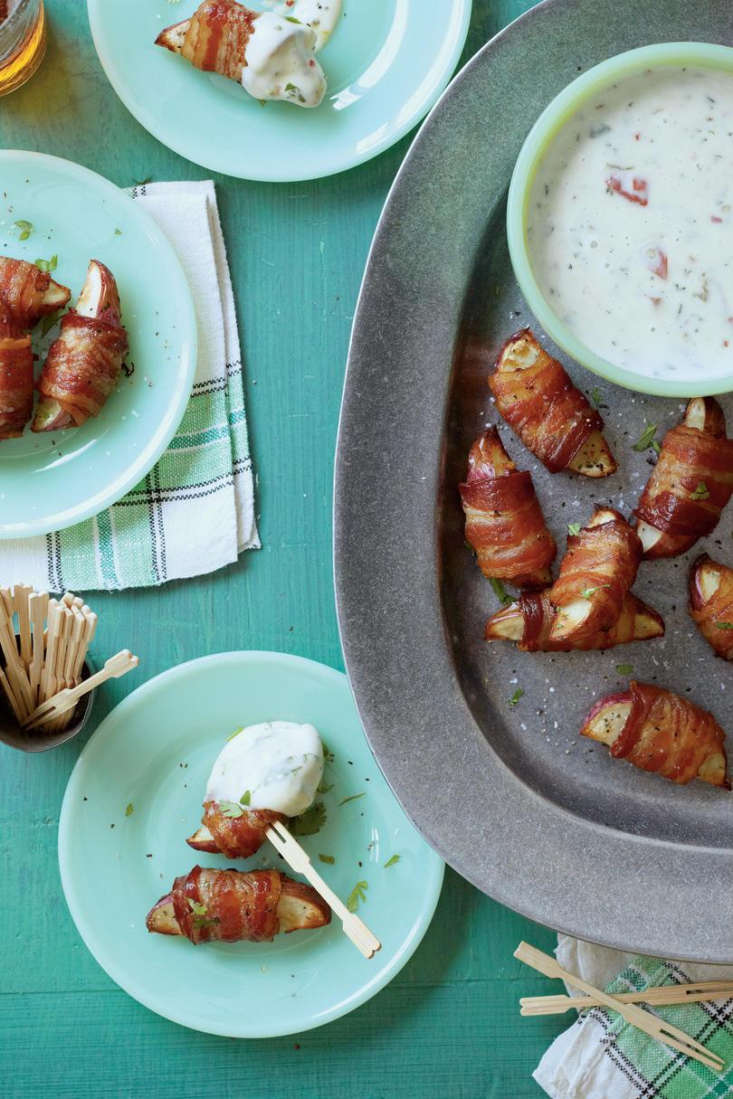 Bacon-Wrapped Potatoes with Queso Blanco Dip
