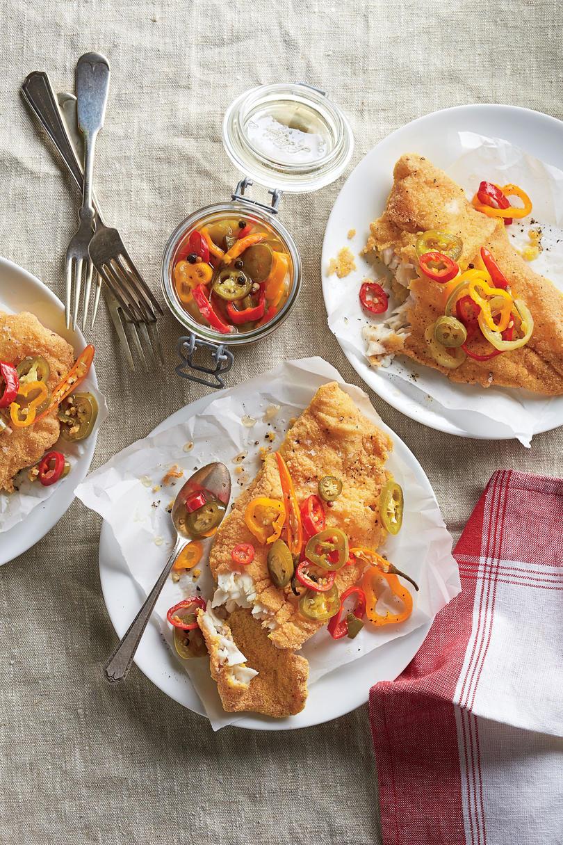 пържено Catfish with Pickled Peppers