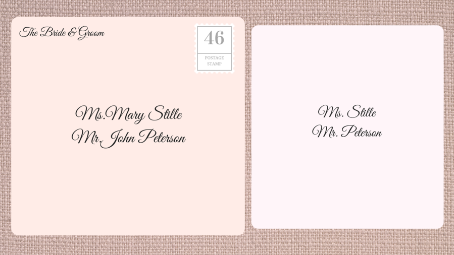 Adressering Double Envelope Wedding Invitations to Unmarried Couple