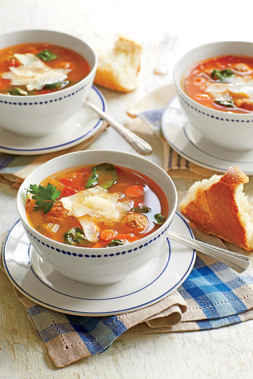 Italský styl Turkey Meatball Soup Recipe