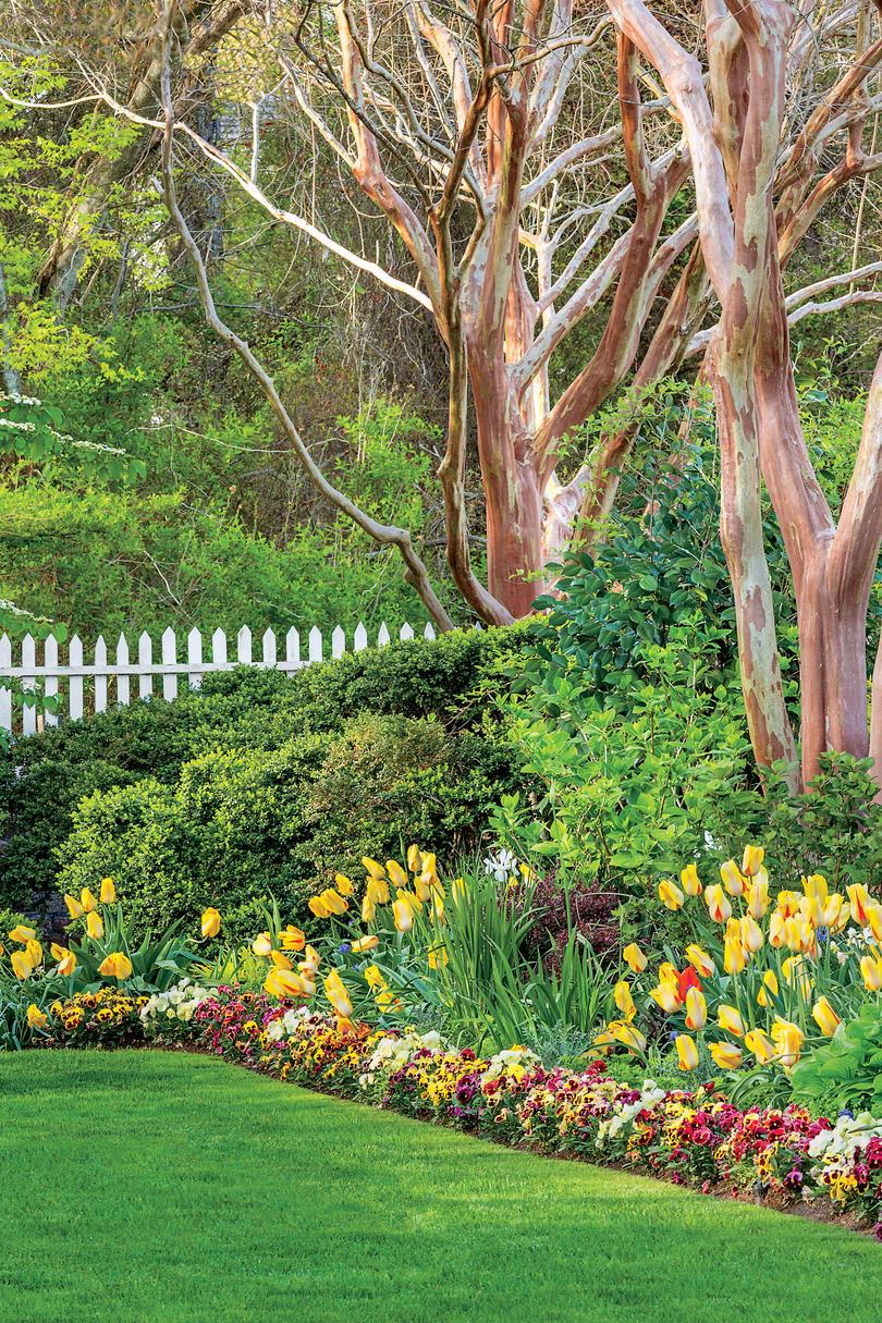 ال Spring gardens at Eyre Hall, in Cheriton, Virginia.