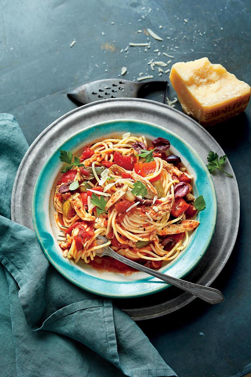 遅い炊飯器 Chicken Cacciatore with Spaghetti