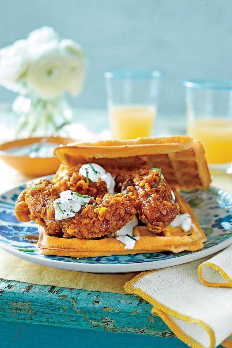 Caliente Chicken-and-Waffle Sandwiches