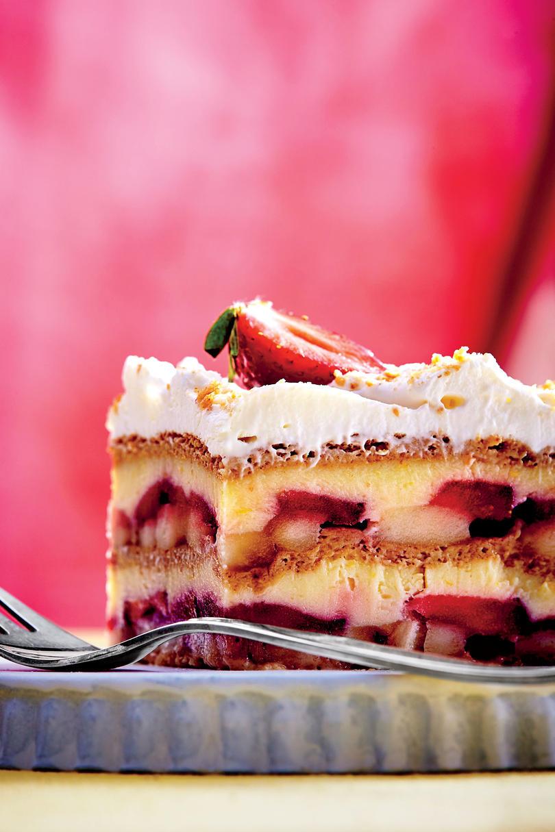 Jordbær-banan Pudding Icebox Cake