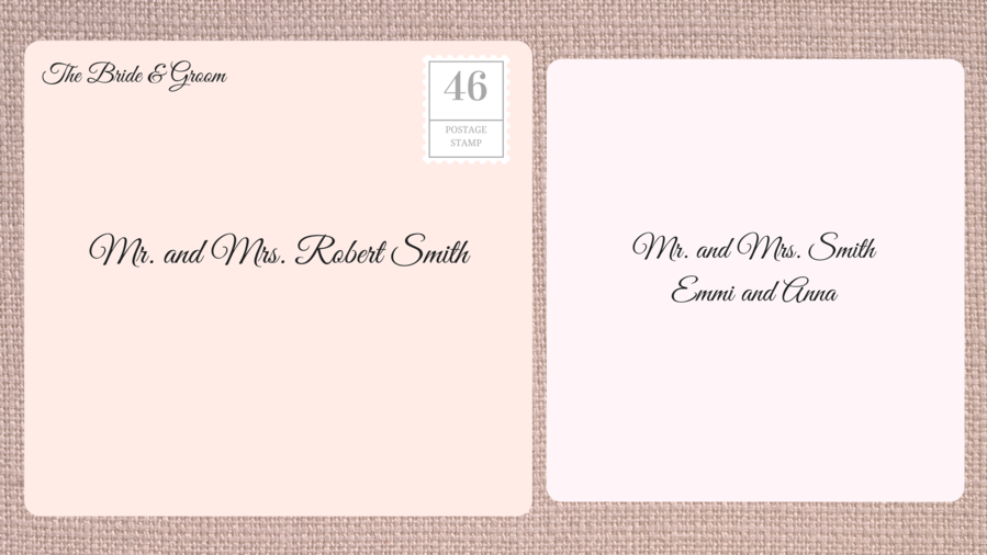 Adresování Double Envelope Wedding Invitations to Family with Young Children