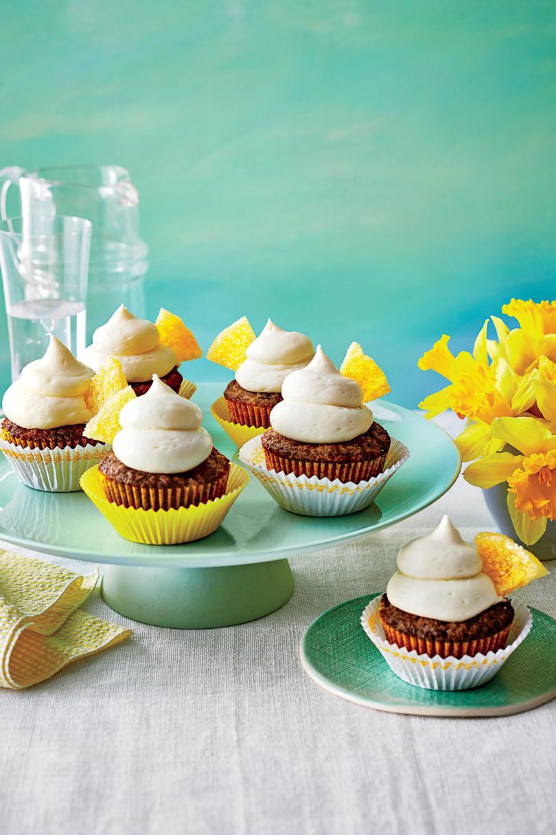 Hummingbird Cupcakes with Candied Pineapple Wedges