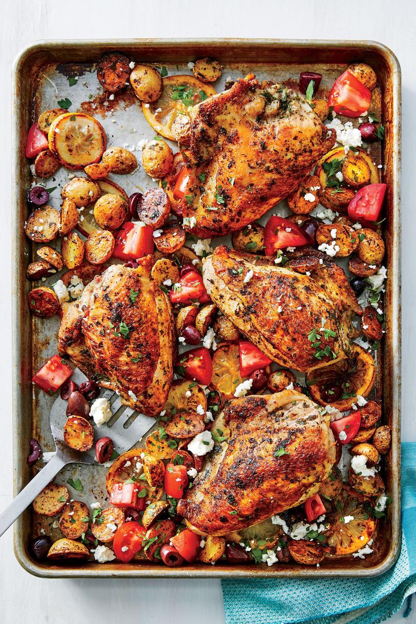 Ark Pan Greek Chicken with Roasted Potatoes