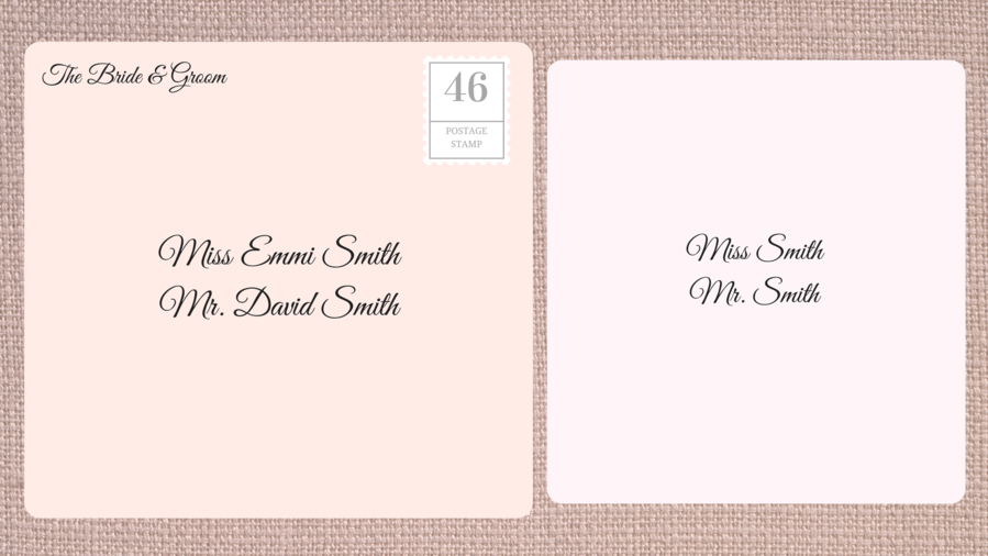 Adresování Double Envelope Wedding Invitations to Family with Adult Children