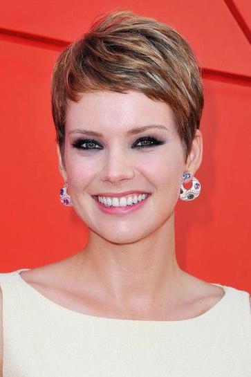 Brunette Pixie with Blonde Highlights