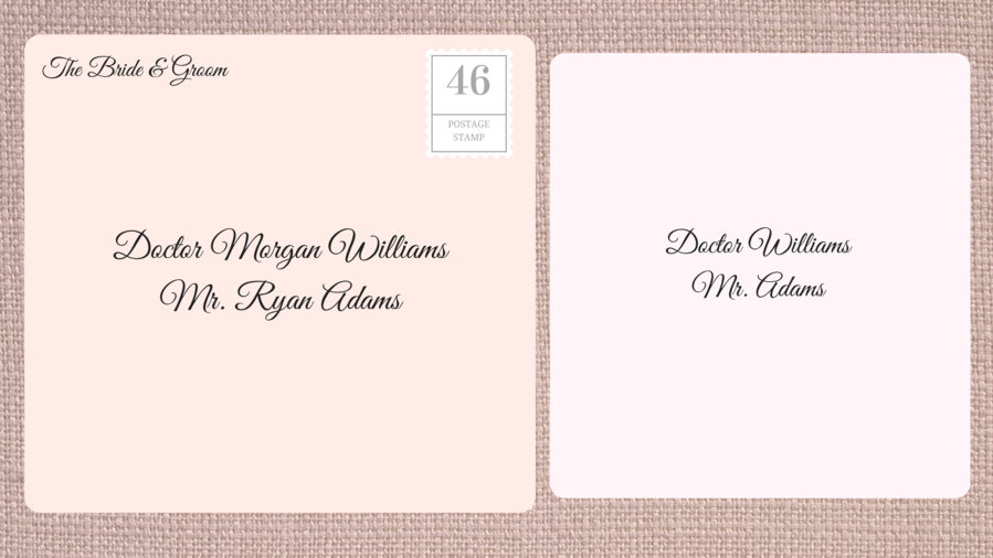 Adresování Double Envelope Wedding Invitations to Married Female Doctor