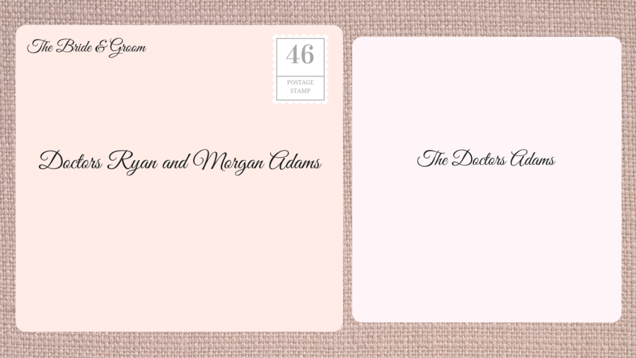 Adressering Double Envelope Wedding Invitations to Married Doctors