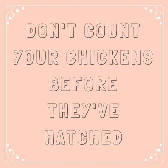 Må ikke count your chickens before they’ve hatched. 