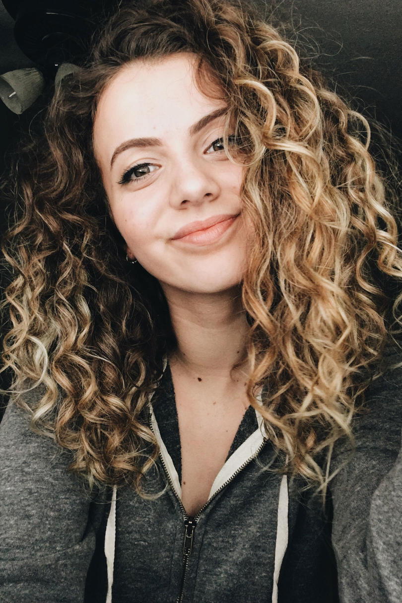 Curly Brown Hair with Blonde Highlights