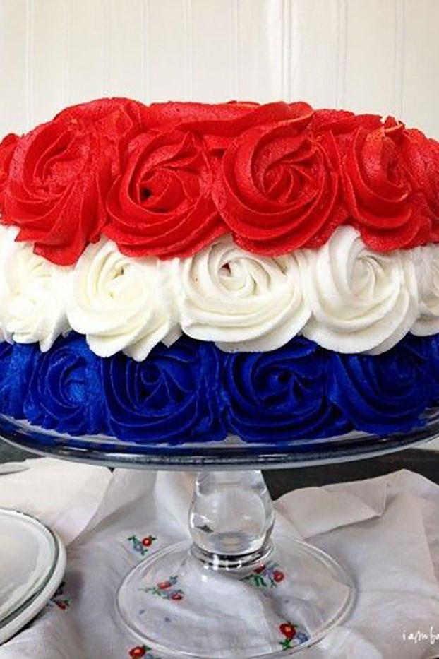 Rojo, White, and Blue Ruffle Cake