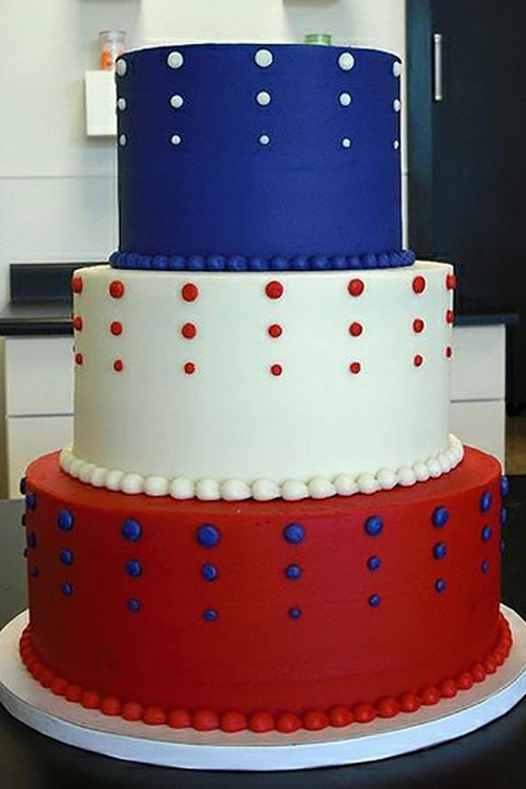Rojo, White, and Blue Tower Cake