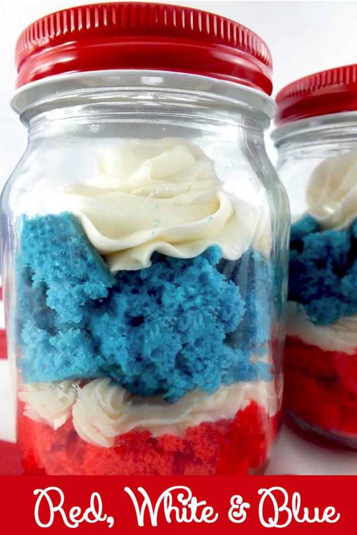 أحمر، White, and Blue Cupcake in a Jar