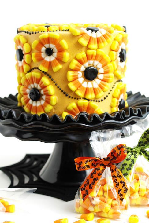 Candy Corn Halloween Cake