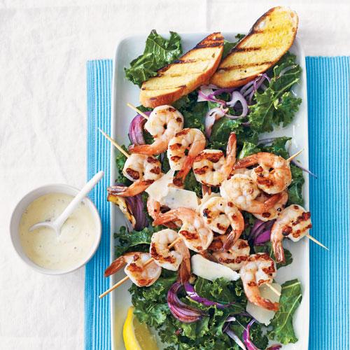 كرنب caesar salad with grilled shrimp recipe