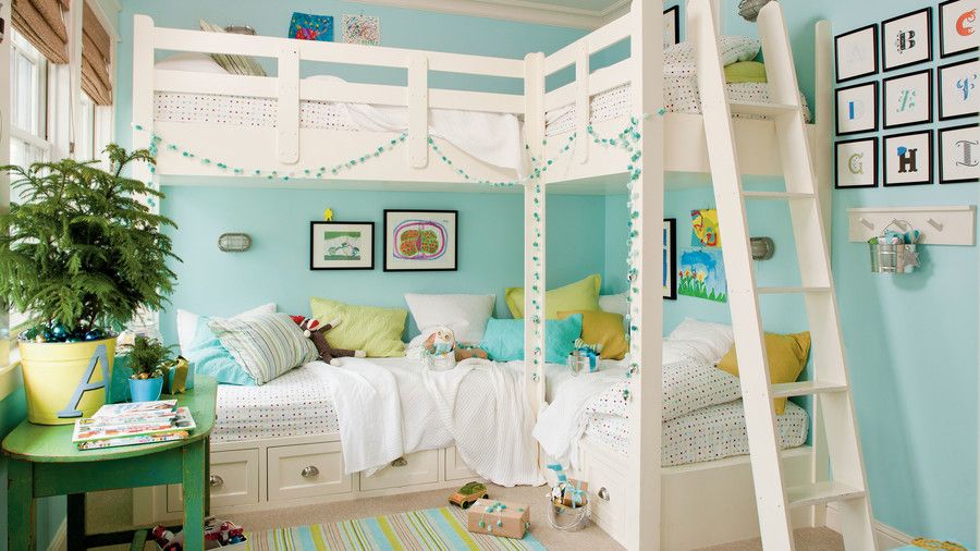 Aqua Bunk Bed Kids Room