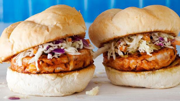 BBQ Chicken Burgers with Slaw 