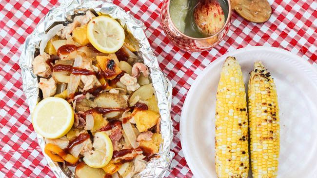 BBQ Chicken + Pineapple Foil Packet Dinners