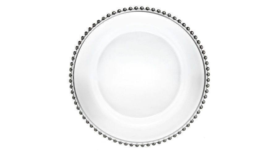 ガラス Silver Beaded Charger Plate
