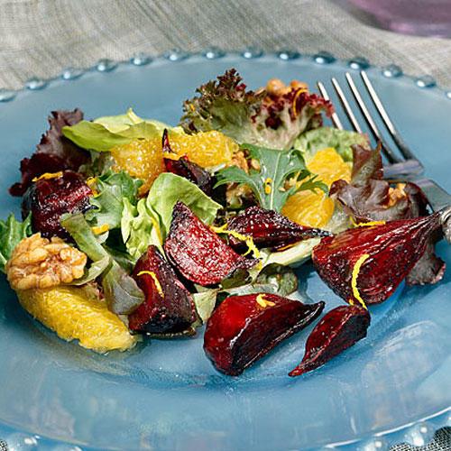 Sano Food Recipe: Roasted Beet-and-Sugared Walnut Salad With Orange Vinaigrette 