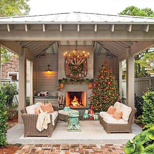 Overdækket Backyard Outdoor Fireplace 