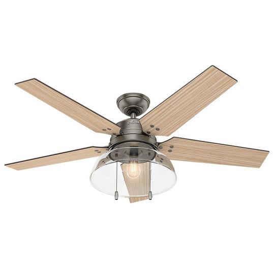 Interior/Outdoor Brushed Slate Ceiling Fan with Light