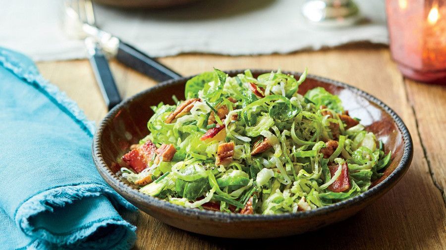 Bruselas Sprout-and-Leek Slaw with Bacon and Pecans Recipe