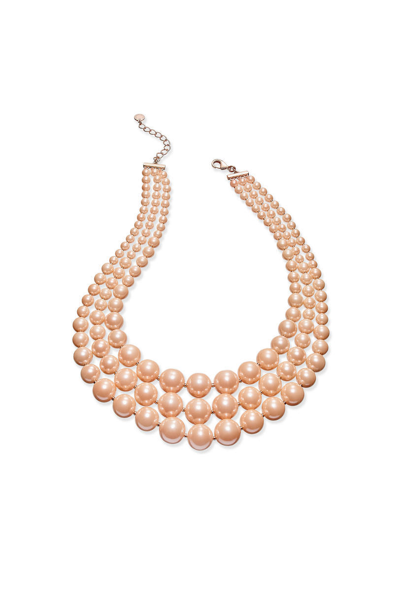 ميثاق Club Imitation Pearl Three-Row Collar Necklace