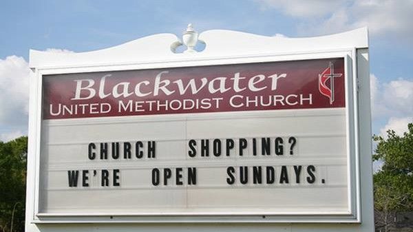 Kirke Signs So Funny It Might Be A Sin Church Shopping? We're Open Sundays