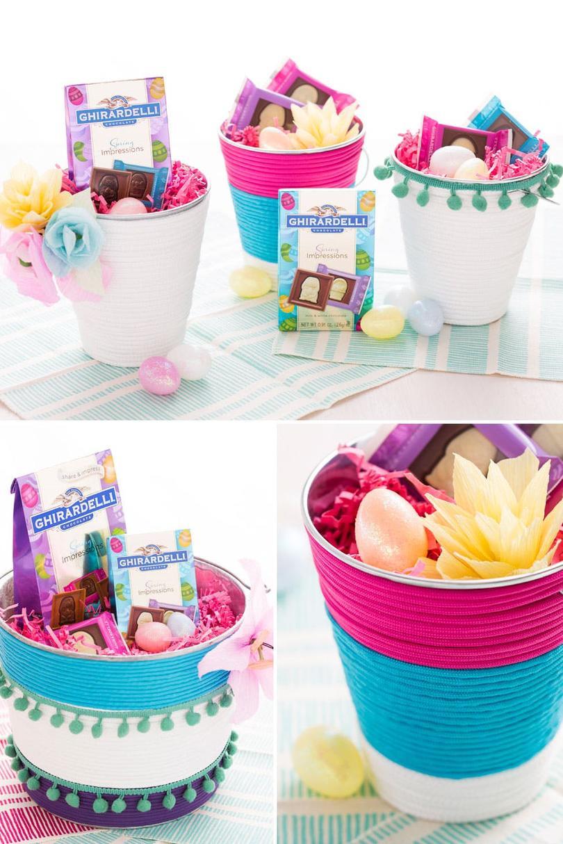 Farverig Bucket Easter Baskets