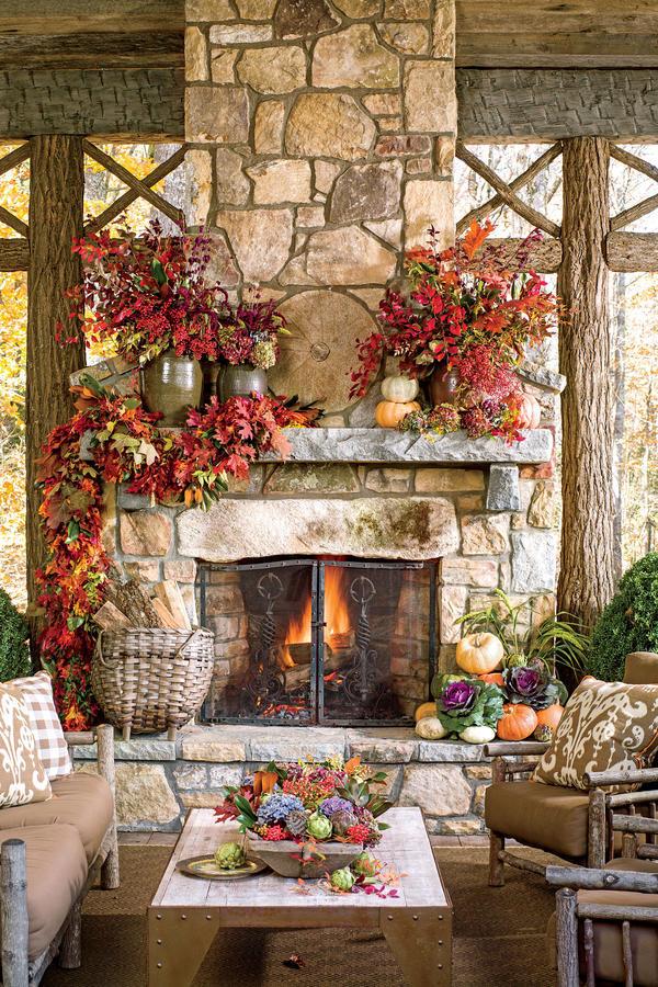 Lleno de follaje Outdoor Fireplace