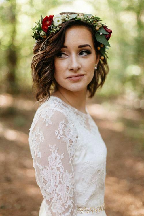 Curled Bob with Flower Crown
