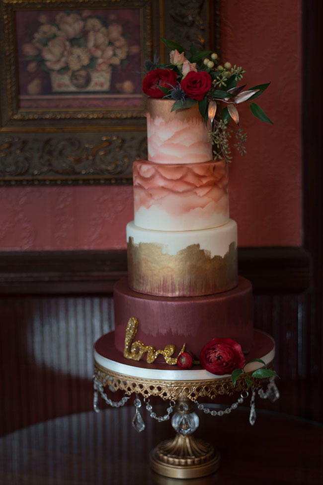 vodové barvy Fall Wedding Cake