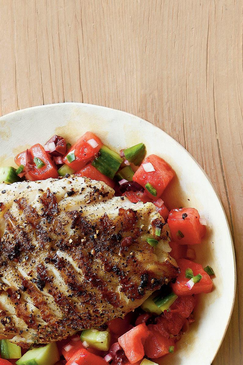 grillet Grouper with Watermelon Salsa