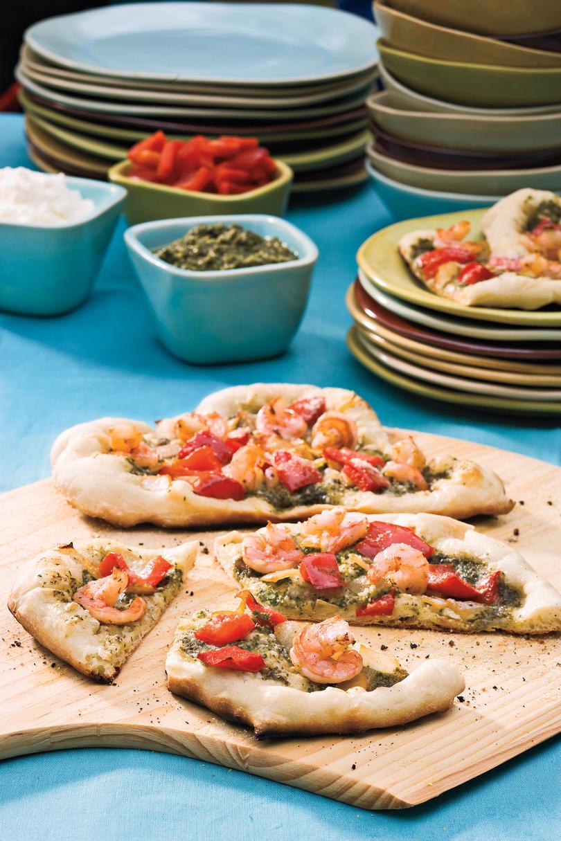 Let, Healthy Seafood Recipes: Shrimp-Pesto Pizza