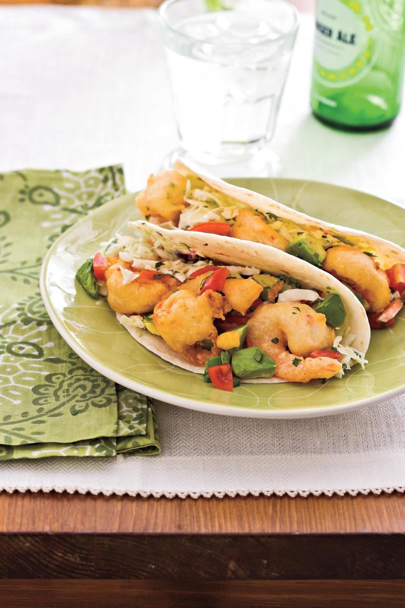 Snadný, Healthy Seafood Recipes: Tempura Shrimp Tacos