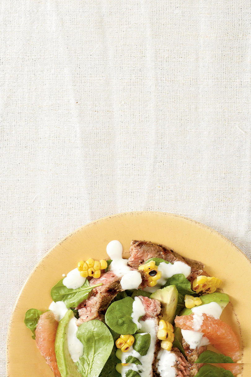 grillet Steak-Corn-Spinach Salad