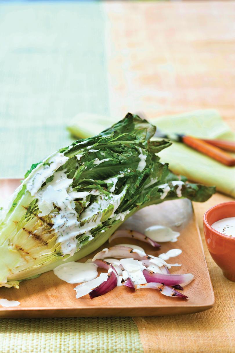 نباتي Grilling Recipes: Grilled Romaine Salad with Buttermilk-Chive Dressing