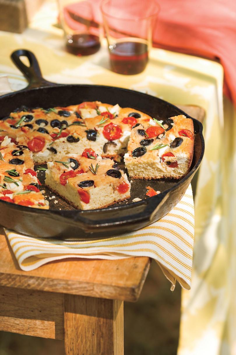los inspiration for Cornbread Focaccia is Italian, but the taste is pure Southern comfort.