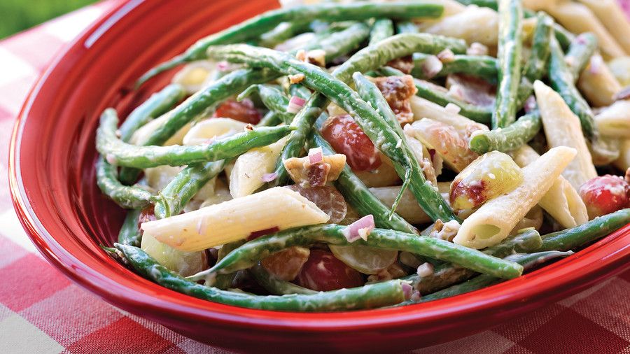Sund og rask Food Recipe: Green Bean, Grape, and Pasta Toss