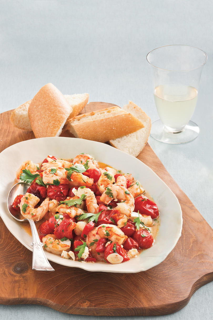 Fácil, Healthy Seafood Recipes: Roasted Tomato-and-Feta Shrimp